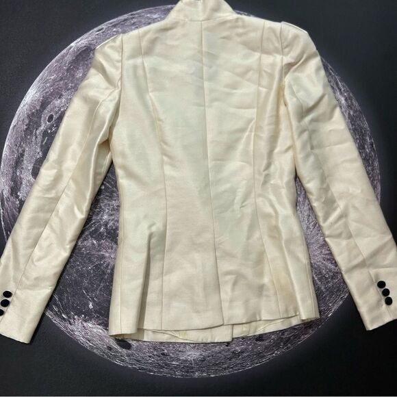 Reiss Ivory Wool & Silk Blend Double Breasted Long Sleeve Blazer SIZE XS - Picture 2 of 8